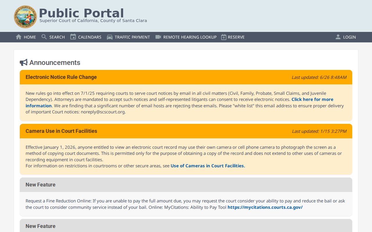 Sunnyvale people search court name and case search modes