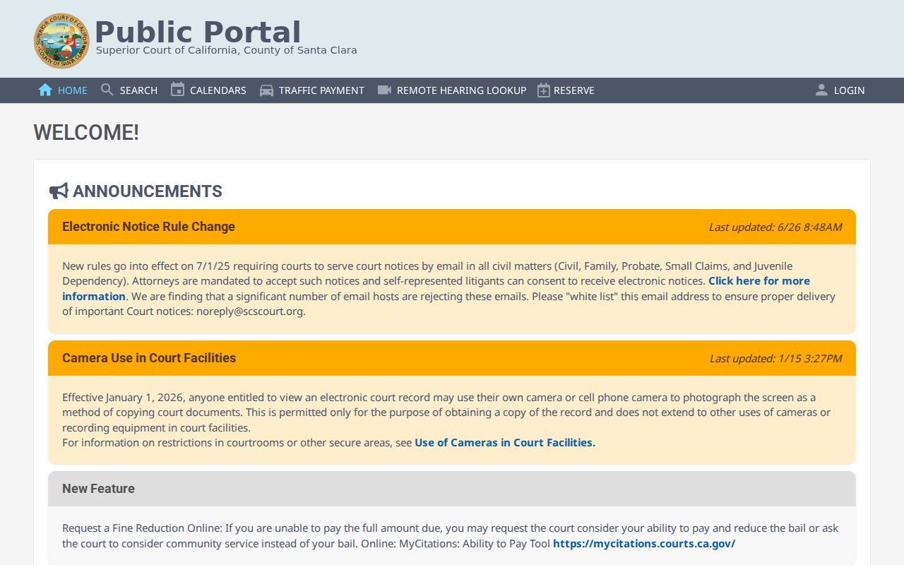 Sunnyvale people search Santa Clara court portal