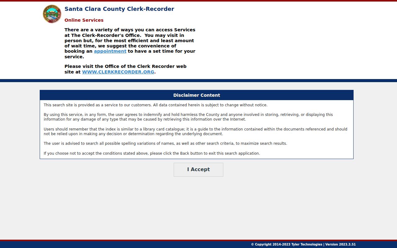 Sunnyvale people search Clerk-Recorder portal entry