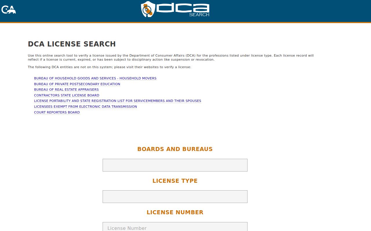 Sunnyvale public records California professional license search interface